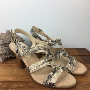 AEROSOLES Beige and Black Strappy Heels